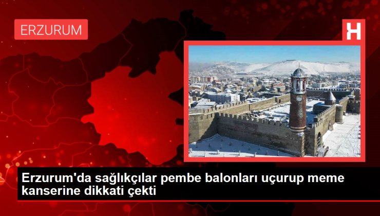 Erzurum haberleri | Erzurum’da sağlıkçılar pembe balonları uçurup meme kanserine dikkati çekti