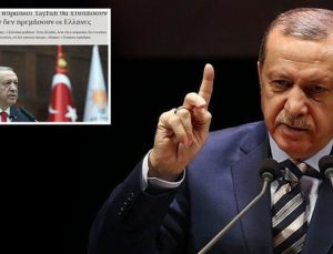 Cumhurbaşkanı Erdoğan’ın “Vururuz” sözleri sonrası Yunan basını ülkedeki paniği manşete taşıdı