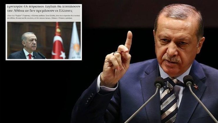 Cumhurbaşkanı Erdoğan’ın “Vururuz” sözleri sonrası Yunan basını ülkedeki paniği manşete taşıdı